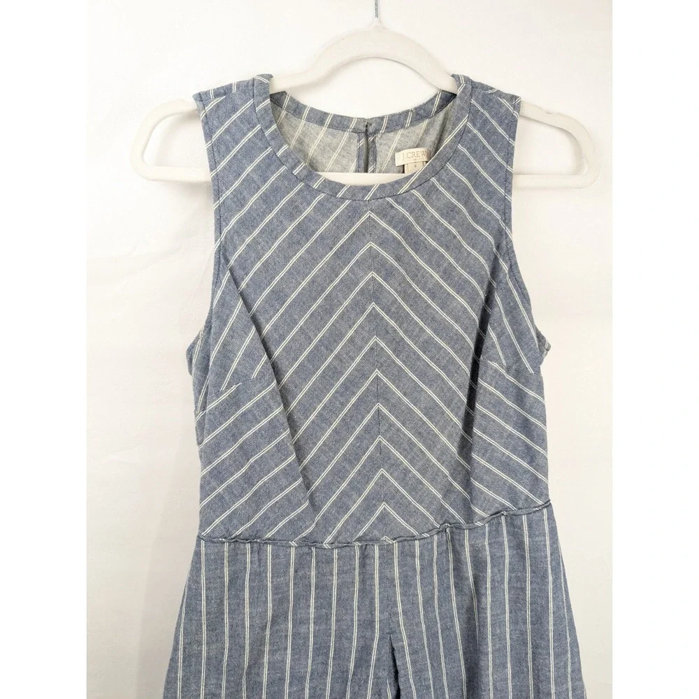 J‎ Crew Striped 100% Cotton Sleeveless Mini Dress Size 6 Blue Coastal Nautical